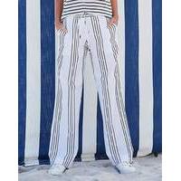 Stripe Linen Mix Straight Trousers X Sht