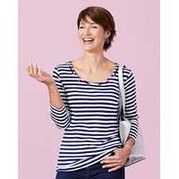 Stripe T Shirt with Neck Detail