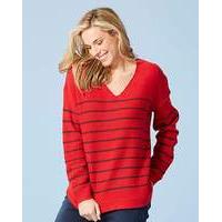 Stripe Curved Hem Jumper