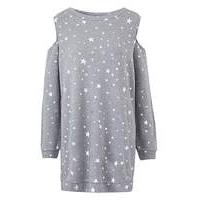 Star Print Cold Shoulder Sweatshirt