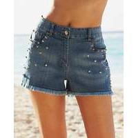 Stud Denim Shorts