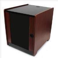 startechcom 12u office server cabinet with wood finish and casters