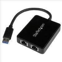 StarTech.com USB 3.0 to Dual Port Gigabit Ethernet Adapter NIC with USB Pass-Through