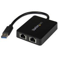 startechcom usb 30 to dual port gigabit ethernet adapter nic w usb por ...
