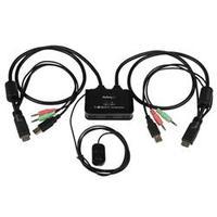 startechcom 2 port usb hdmi cable kvm switch w audio and remote switch