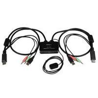 startechcom 2 port usb displayport cable kvm switch w audio and remote ...