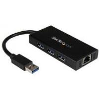 StarTech.com 3 Port Portable USB 3.0 Hub with Gigabit Ethernet Adapter NIC Aluminum with Cable