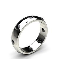 Studded Low Dome Standard Fit Black Diamond Wedding Band