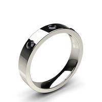 Studded Flat Profile Comfort Fit Black Diamond Wedding Band