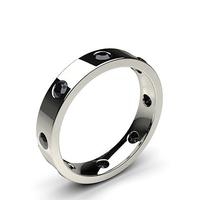 studded flat profile comfort fit black diamond wedding band