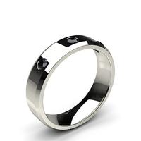 Studded Beveled Profile Comfort Fit Black Diamond Wedding Band