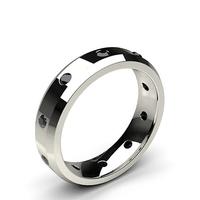 Studded Beveled Profile Comfort Fit Black Diamond Wedding Band