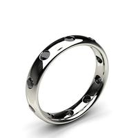 Studded Court Profile Comfort Fit Black Diamond Wedding Band