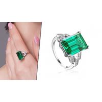 Sterling Silver Simulated Emerald Ring - 4 Sizes