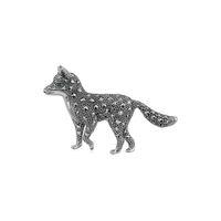 Sterling Silver Emerald & Marcasite Fox Brooch