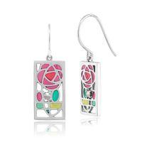 sterling silver 54pt marcasite rennie mackintosh rose style drop earri ...