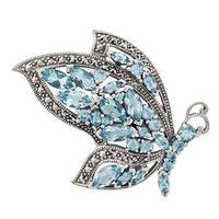 sterling silver 712ct blue topaz marcasite flying butterfly brooch