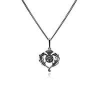 sterling silver 009ct marcasite thistle style 45cm necklace