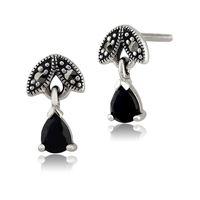 sterling silver 039ct sapphire marcasite september stud earrings