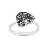 Sterling Silver Art Nouveau 0.4ct Marcasite Leaf Ring