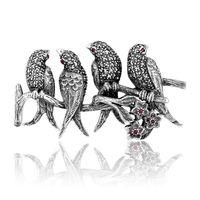 Sterling Silver Hand Set Marcasite Birds Brooch