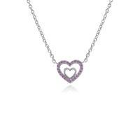 Sterling Silver 0.14ct Pink Sapphire Heart Necklace