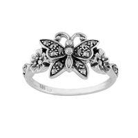 Sterling Silver 0.28ct Marcasite Victorian Style Butterfly Ring