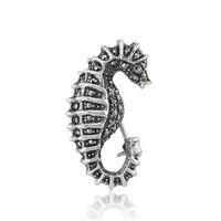 Sterling Silver Hand Set Marcasite Seahorse Brooch