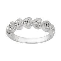 Sterling Silver 0.25ct Marcasite Seven Hearts Ring