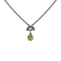 Sterling Silver 0.30ct Peridot & Marcasite August 45cm Necklace