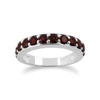 sterling silver 140ct thai garnet half eternity style ring