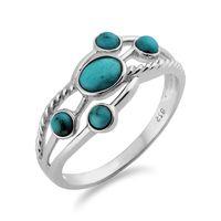 Sterling Silver 0.45ct Turquoise Cabochon Contemporary Five Stone Ring