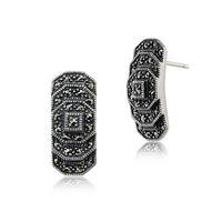 sterling silver 040ct marcasite art deco stepped stud earrings