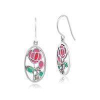 sterling silver 01ct marcasite rennie mackintosh oval style drop earri ...