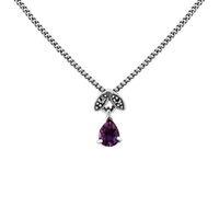 Sterling Silver 0.24ct Amethyst & Marcasite February 45cm Necklace