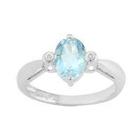 Sterling Silver 1.39ct Natural Blue Topaz & 1pt Diamond Single Stone Ring