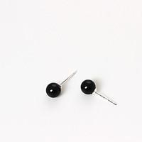 Stud Earrings Unique Design Fashion Sterling Silver Round Black Jewelry For Thank You Daily Casual 1 pair