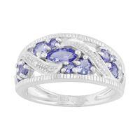 Sterling Silver 0.99ct Natural Tanzanite & Diamond Classic Dress Ring