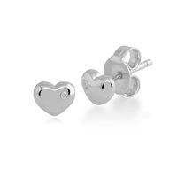Sterling Silver Diamond Heart Stud Earrings