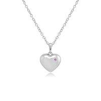 sterling silver pink sapphire heart pendant on 45cm chain