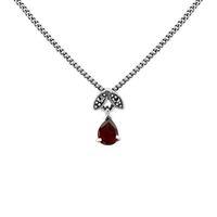 Sterling Silver 0.34ct Garnet & Marcasite January 45cm Necklace