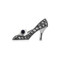 Sterling Silver 0.10ct Sapphire & Marcasite Shoe Brooch