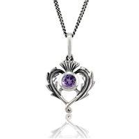 Sterling Silver 0.20ct Amethyst Thistle Style 45cm Necklace