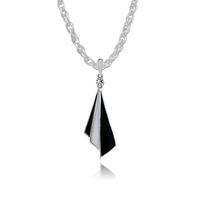 sterling silver art deco black white enamel marcasite pendant on 45cm  ...