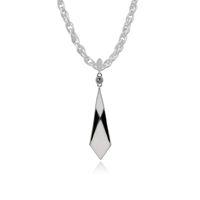 sterling silver art deco black white enamel marcasite pendant on 45cm  ...