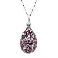 Sterling Silver 0.29ct Amethyst Faberge Egg Style 45cm Necklace