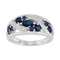 Sterling Silver 1.27ct Natural Blue Sapphire & Diamond Classic Dress Ring