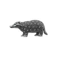 Sterling Silver Emerald & Marcasite Badger Brooch