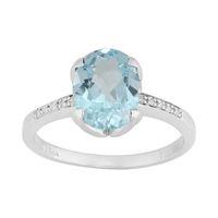 Sterling Silver 2.80ct Natural Blue Topaz & 5pt Diamond Single Stone Ring