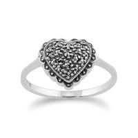 Sterling Silver Sparkling Marcasite Set Heart Ring